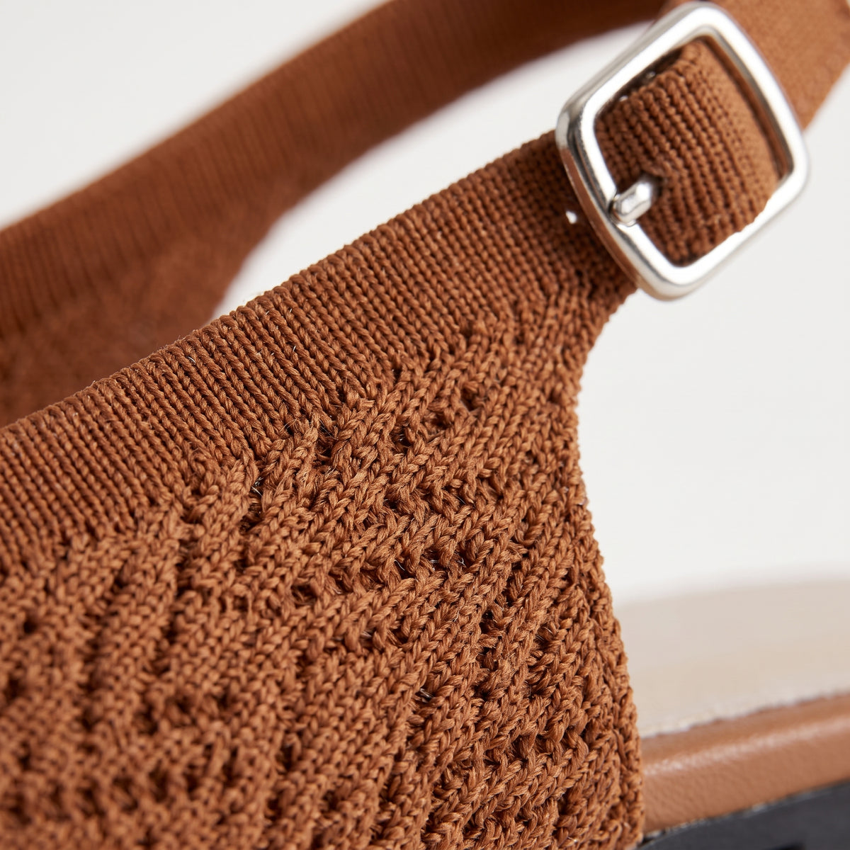 ALBA Cognac — Brown Knit Slingback Flats