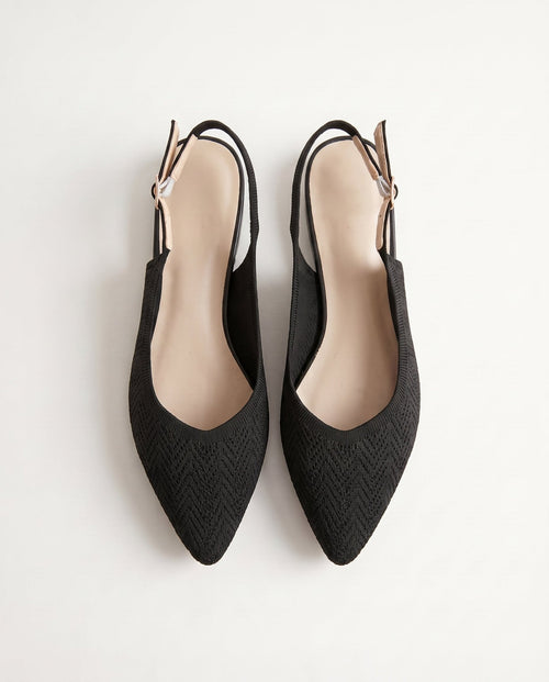 ALBA Minuit — Black Knit Slingback Flats