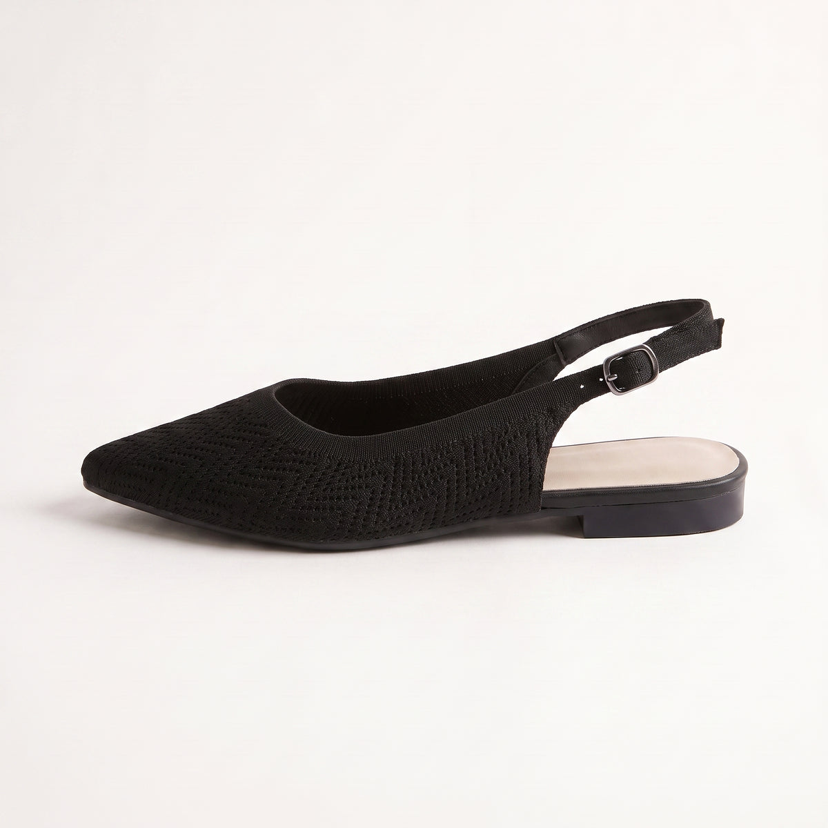 ALBA Minuit — Black Knit Slingback Flats
