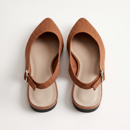 ALBA Cognac — Woven Knit Slingback Flats, profile view