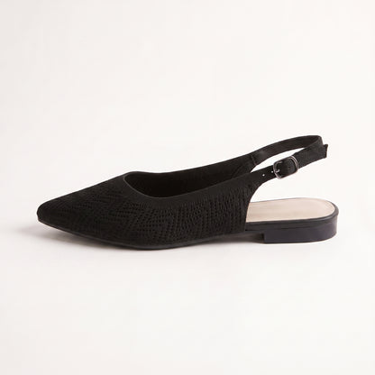 ALBA Minuit — Deep-Black Knit Slingback Flats, profile view